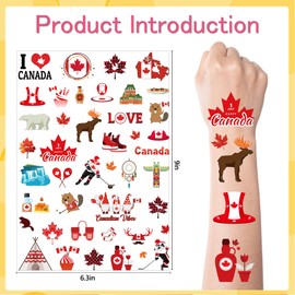 Canada Temporary Tattoo Stickers Decorations - 200+ Canada Birthday Party Decoration Themed Party Favors Stickers Supplies Canadian Temporary Tattoos Gifts For Girls Boys Kids Prizes Rewards Carnival