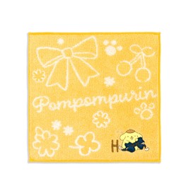 Towel Museum Sanrio Big Ribbon Pom Pom Pudding, Towel Handkerchief, YH, Yellow, Initial H, 28-2030072, Approx. 9.8 x 9.8 inches (25 x 25 cm)