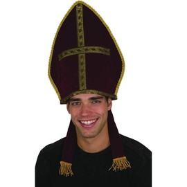 Jacobson Hat Company Bishop Pope Mitre Clergy Costume Prop Headgear Red Hat, Black, One Size