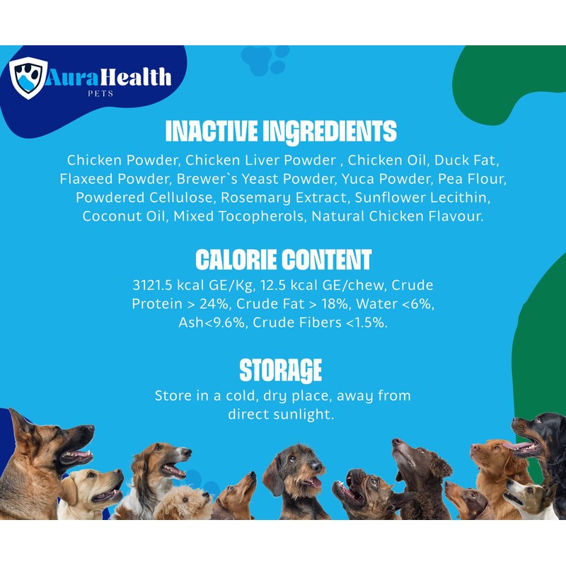 AuraHealth Probiotic 200 Chews for Small to Madium Dogs: 16-in-1