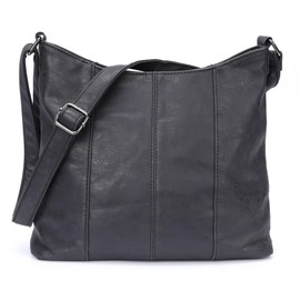 irisaa Women's Hobo Shoulder Bag, Medium Shoulder Bag, Practical Handbag with Many Compartments, Vintage Look with Zip, black