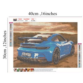 NUFTVI Diamond Painting Blue Sports Car, 16x12 inches, 3D Effect, Long-lasting Color, Adults/Mans, Home Wall Decor