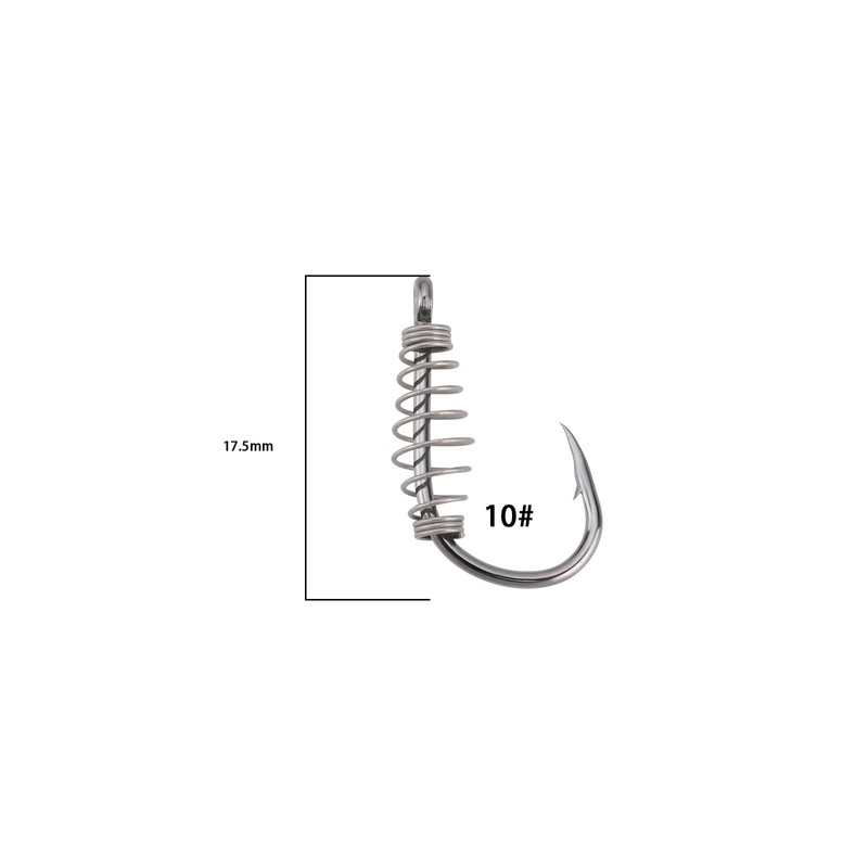eMagTech 20pcs Black Spring Fishing Hooks Size 10# High Carbon