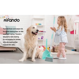 Xifando Mini Broom with Dustpan-Small Housekeeping Cleaning Sweep for Kitchen Bathroom Pet Nest Boat etc.(3Sets,Light Blue)