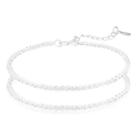 BONJOULRY Silver Layered Bracelets for Women Trendy 14K Gold Plated Silver Dainty Bracelet Double Chain Birthday Mother's Day Jewelry Gift With Velvet Pouch