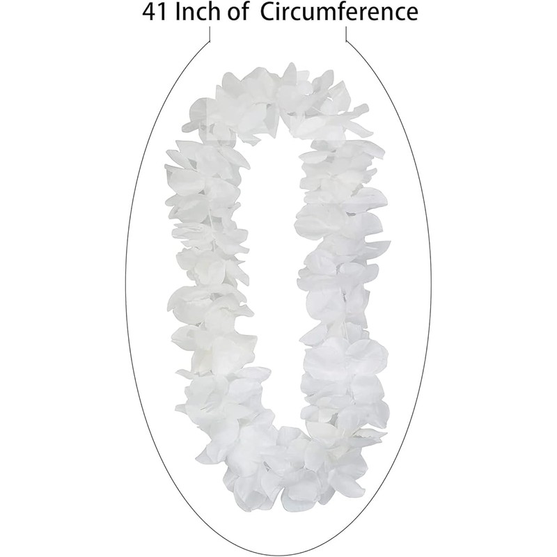 YIKANGHENG 4 Pcs White Artificial Flowers, Hawaiian Leis for Party,