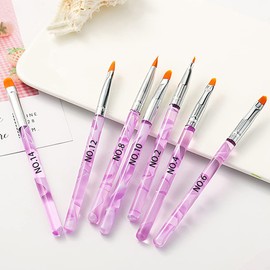 AKOAK 7 Pieces UV Gel Nail Brushes, Extended Sculpture Nail Art Painting Brush, DIY Nail Art Technique and Structural Gel Brush,for Personal Home or Professional Nail Salon Use