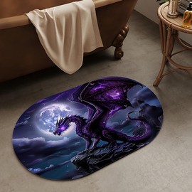 ZHUZHISHAN Majestic Purple Dragon Super Absorbent Quick-Drying Bathroom Mat Rug, Rubber Non-Slip Bottoms, Easy to Clean,Ultra Thin Bathroom Rugs Fit Under Door and Bathtub(16×24Inch)