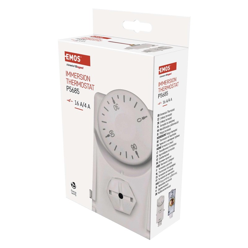 EMOS - mechanical thermostat with immersion sleeve - manual, wired