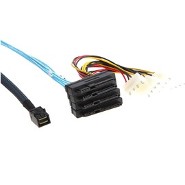 AoQhir Mini SAS HD SFF-8643 to 4X SAS SFF-8482 Server Cable – 12Gbps Server Internal High-Speed Cable | 30AWG | with Power Cable (19.68, Inches)