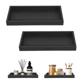 2 Pcs Bathroom Tray Small Tray Vanity Tray Black Tray Black Bath Tray for Washbasin Bathtub Kitchen Sink and Toilet
