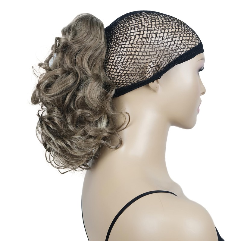 Lydell 12" Curly Wavy Ponytail Hairpiece Styled Clip In Claw