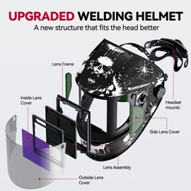 ARCCAPTAIN Auto Darkening Welding Helmet with Side View, 180° Panoramic View, 1/1/1/1 True Color Large Viewing Welding Hood with 4 Arc Sensor Solar Powered, Wide Shade 4/5-9/9-13 for TIG MIG ARC CUT
