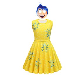 Delanhon Girls Joy Fancy Dress Kids Birthday Holloween Cosplay Costume Outfit with Mask (Yellow,120)