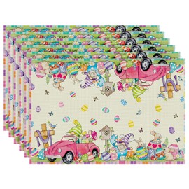 Arquiel Spring Easter Gnome Double Layer Placemats Set of 6, 33 cm x 48 cm Washable Heat Resistant Cloth Placemats, Non Slip Indoor Outdoor Table Place Mats for Dining Kitchen Party Decoration