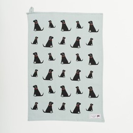 Sweet William Black Labrador tea towel