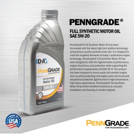 PENNGRADE 62825, Full Synthetic Motor Oil SAE 5W-20, 6 Gallon