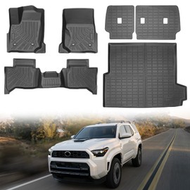 FormiPow Floor Mats Custom Fit 2025 Toyota 4Runner (Only Hybrid), All Weather TPE Front & 2nd Row Trunk Mat Backrest Mat for 6th Gen 4Runner, Anti-Slip Odorless Floor Liners 2025 4Runner Accessories