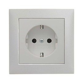 Complete Set Berker S.1 Cover Frame, 1 Socket, Polar White, Glossy with Socket, Child Protection, BERKER, White