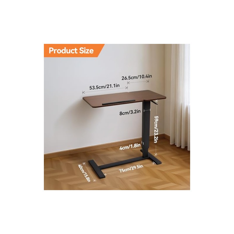 Warmiehomy Overbed Table with Wheels, 70-95cm Adjustable Height Hospital Bed