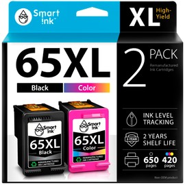 Smart Ink Remanufactured Ink Cartridges Replacement for HP 65XL HP 65 HP65XL Black and Color 2 Combo Pack for HP Printers DeskJet 3755 3700 3772 2600 2622 3752 3722 2655 Envy 5055 5000 5052 5070 5014