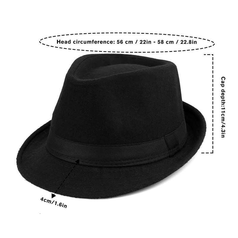 Initlove Mens Fedora Hat Classic Felt Panama Hat Short Brimmed