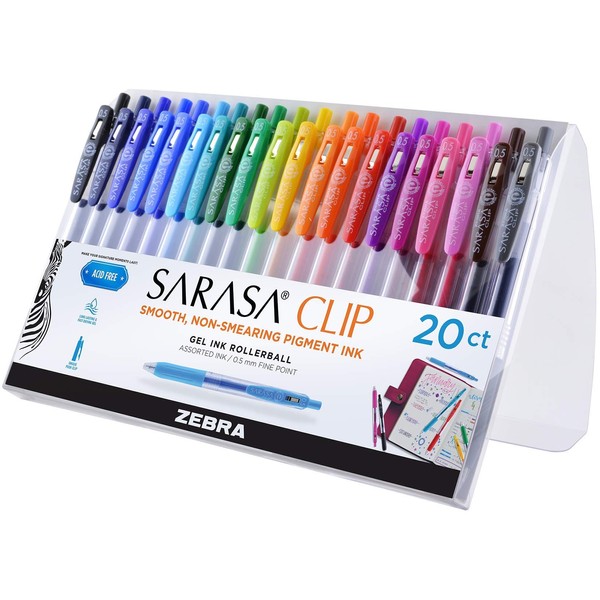 Zebra Pen Sarasa Clip Retractable Gel Pen, Fine Point, 0.5mm,