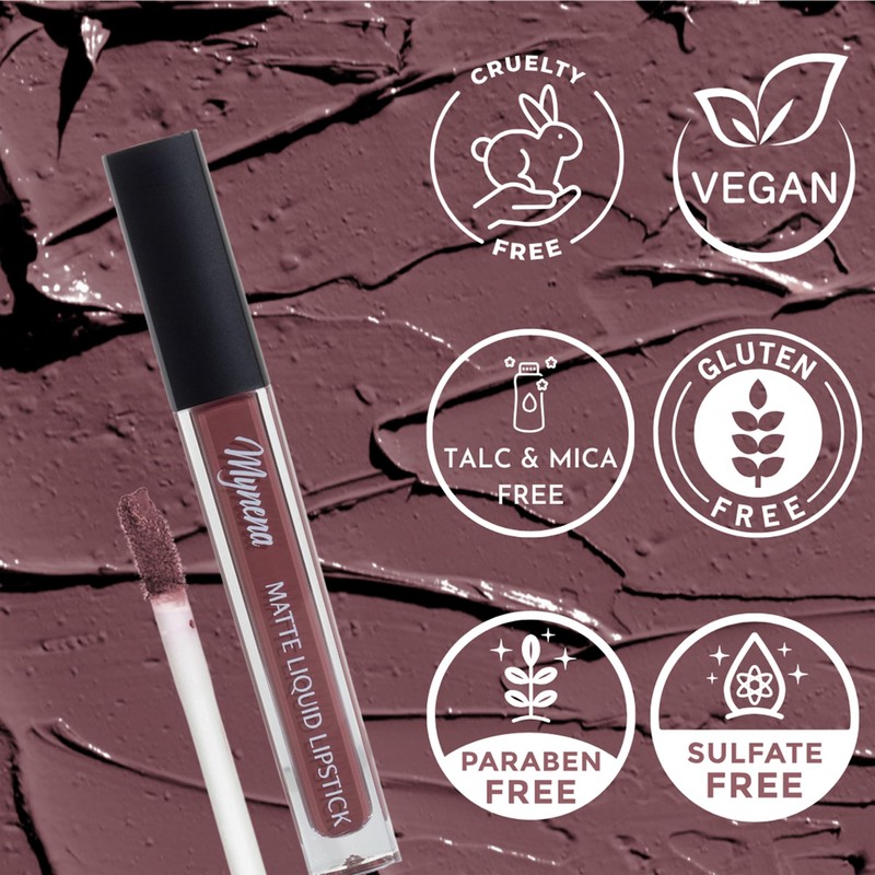 Mynena Old Mauve Liquid Matte Lipstick Long-Lasting Waterproof | Lightweight