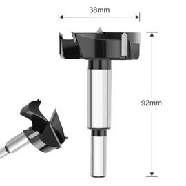 hsawbit 38mm forstner drill bit, Triple-Flute Carbide Tipped Forstner Bit Hole Cutter for Hard Wood, Woodworking Hinge Cutter Hinge Drill Bit