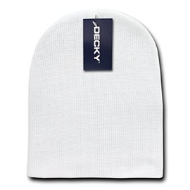 DECKY 614-WHT Acrylic Short Knit Caps, White