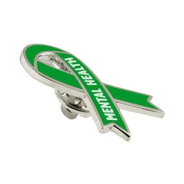 PinMart Mental Health Green Awareness Ribbon Enamel Lapel Pin 1 Piece - Mental Health Awareness Items - Enamel Pins for Backpacks Bags Hats or Lanyards