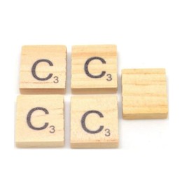 Wooden Alphabet Craft Tiles - Available in Letters and Values - Various Quantities Available (C, Pack of 5)