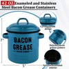 YOKODU 42oz Bacon Grease Container with Strainer,Enamel Ceramic Bacon Fat