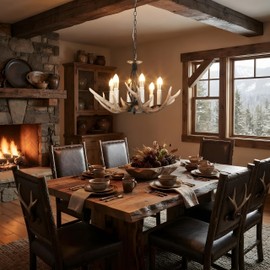 Skyblaze Rustic Antlers Chandelier 6-Light Deer Farmhouse Chandelier