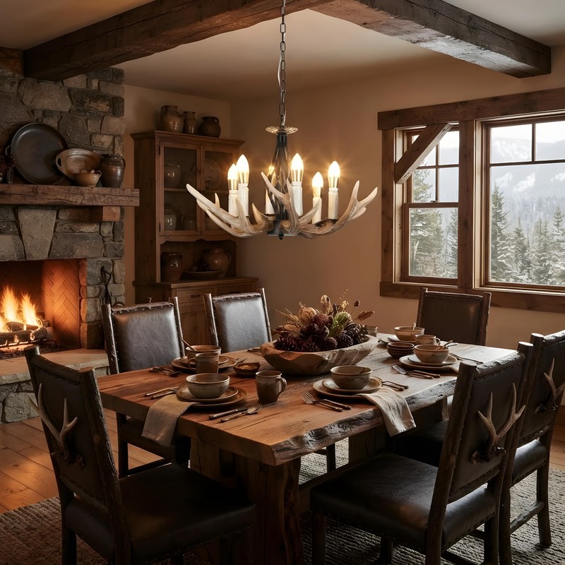 Skyblaze Rustic Antlers Chandelier 6-Light Deer Farmhouse Chandelier