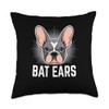 Bat Ears Dog Breed Rescue Pet Paws French Bulldog Throw