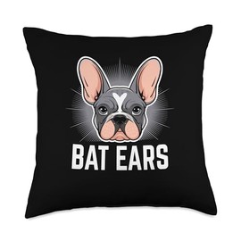 Bat Ears Dog Breed Rescue Pet Paws French Bulldog Throw Pillow