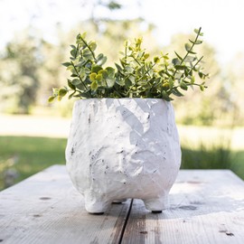 Foreside Home and Garden Distressed Footed Planter White Stoneware by Foreside Home & Garden