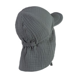 Sterntaler Unisex Neck Peaked Cap with Neck Protection Muslin with Tie Strap, Matt Green