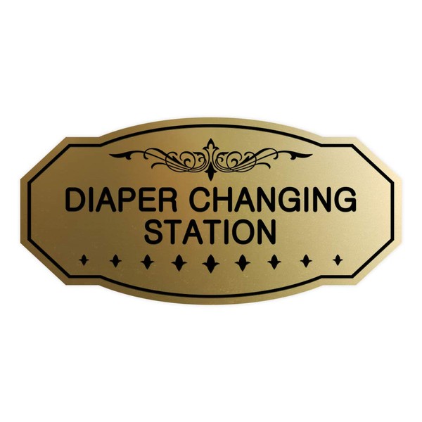 Signs ByLITA - Señal para cambiar pañales, diseño victoriano, Oro