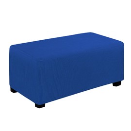 Easy-Going Stretch Ottoman Cover Folding Storage Stool Furniture Protector Soft Rectangle slipcover with Elastic Bottom(Ottoman Large,Classic Blue)