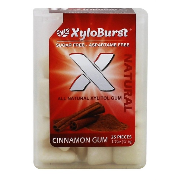 Xyloburst Xylitol Gum Flip-Top Jar, Cinnamon, 25 Count