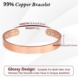 OFFCUP Magnetic Bracelet for Men and Women, Bracelet with 8 Ultra Strength Powerful Magnets, Simple Style Adjustable Size Magnetic Cuff Bangle with Gift Box Jewelry Cloth