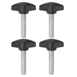 sourcing map 4pcs Tee Wing Knobs Thumb Screws M8 x 35mm Standard Male Thread Plastic T Knobs Handles Hand Clamping Thumbscrew, Black