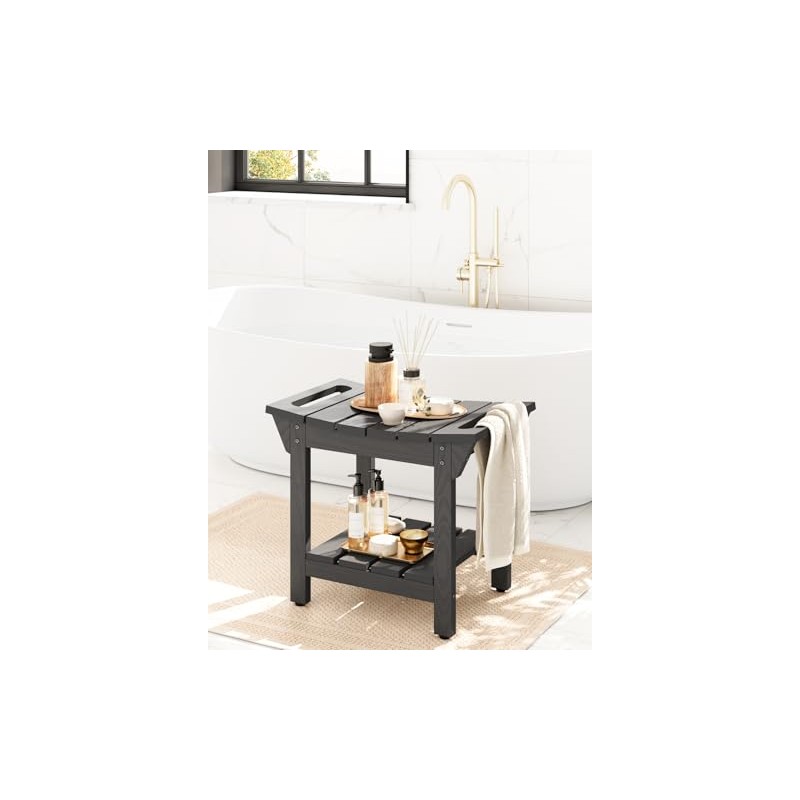 Waterproof Shower Bench, Poly Lumber Shower Stool for Shaving Legs,