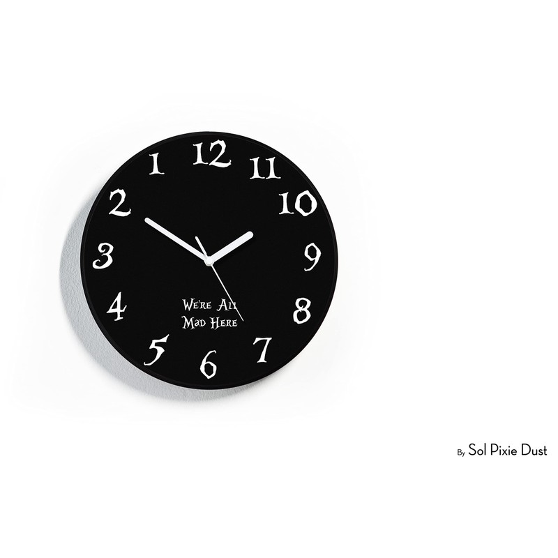 Reverse Wall Clock - Round Black Funny Clock - Backwards