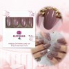 Medium Length Glossy Oval Fake Nails Light Purple Grey Press