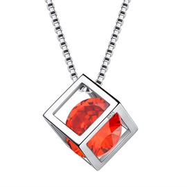 Jan. Birthstone Necklaces Women 925 Sterling Silver Crystal 3D Cube January Birth Stone Pendant Cubic Zirconia Birthday Pendant Charm Dating Gift Jewelry DP0028J