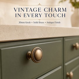 Antique Brass Cabinet Knobs and Drawer Pull Handles, Vintage Zinc Alloy Hardware for Cabinets, Drawers and Cupboards