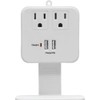 2 OUTLET SURGE TAP, 245J,USB 1.0, SHELF, WHITE